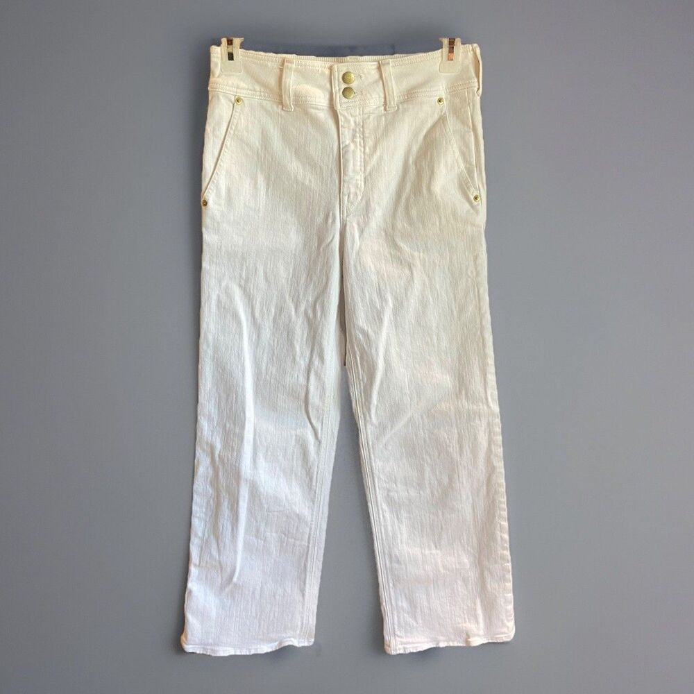 J.Crew Tall Slim Wide Jean Stacked Buttons Size Tall 27 White High-rise Stretch